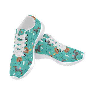 Dachshund Flower White Women’s Running Shoes (Model 020) - TeeAmazing