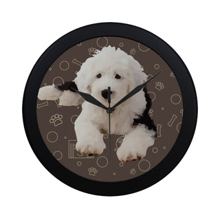 Old English Sheepdog Dog Black Circular Plastic Wall clock - TeeAmazing