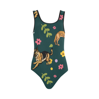 Tervuren Flower Vest One Piece Swimsuit (Model S04) - TeeAmazing