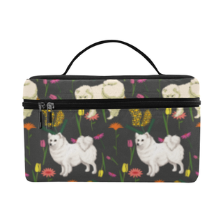 American Eskimo Dog Flower Cosmetic Bag/Large - TeeAmazing