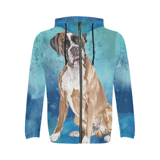 Boxer Water Colour All Over Print Full Zip Hoodie for Men - TeeAmazing