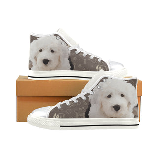 Old English Sheepdog Dog White High Top Canvas Shoes for Kid - TeeAmazing
