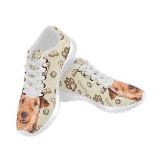 Airedale Terrier White Sneakers for Women - TeeAmazing
