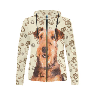 Airedale Terrier All Over Print Full Zip Hoodie for Women - TeeAmazing