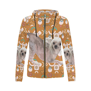 Cute Chinese Crested All Over Print Full Zip Hoodie for Women - TeeAmazing
