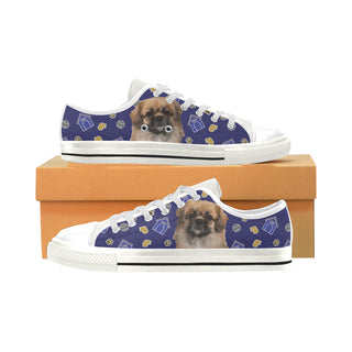 Pekingese Dog White Low Top Canvas Shoes for Kid - TeeAmazing