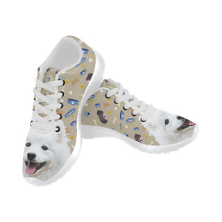 Samoyed Dog White Sneakers for Women - TeeAmazing