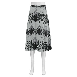 Totoro Pattern Mnemosyne Women's Crepe Skirt (Model D16) - TeeAmazing