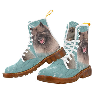 Keeshond Lover White Boots For Women - TeeAmazing