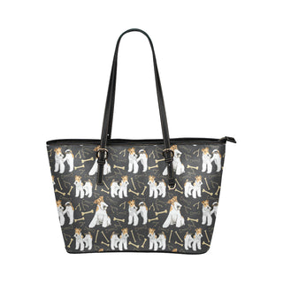 Wire Hair Fox Terrier Leather Tote Bag/Small - TeeAmazing