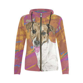 Jack Russell Terrier Water Colour No.1 All Over Print Full Zip Hoodie for Women - TeeAmazing