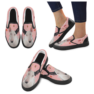 Bull Terrier Dog Black Women's Slip-on Canvas Shoes - TeeAmazing