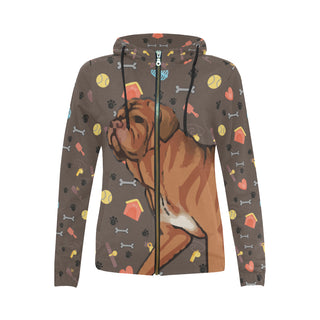 Dogues De Bordeaux Dog All Over Print Full Zip Hoodie for Women - TeeAmazing