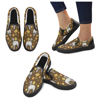 English Setter Flower Black Women's Slip-on Canvas Shoes - TeeAmazing