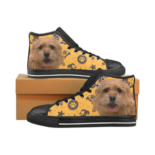 Norwich Terrier Dog Black Men’s Classic High Top Canvas Shoes /Large Size - TeeAmazing