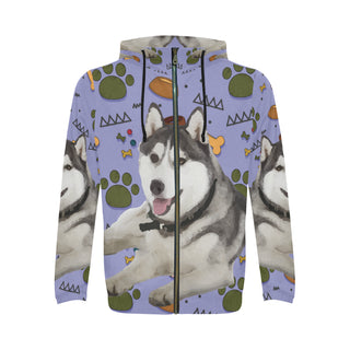 Siberian Husky Dog All Over Print Full Zip Hoodie for Men - TeeAmazing