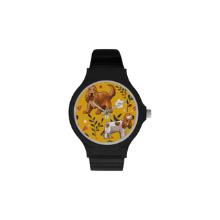 English Cocker Spaniel Flower Unisex Round Plastic Watch(Model 302) - TeeAmazing