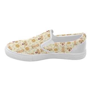 Golden Retriever Pattern White Women's Slip-on Canvas Shoes - TeeAmazing
