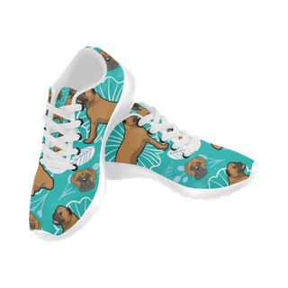 Bullmastiff Flower White Sneakers for Men - TeeAmazing