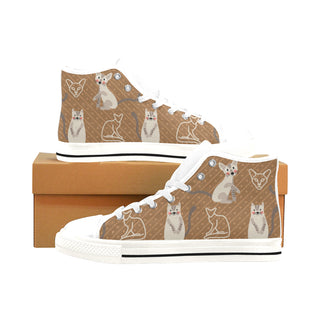 Javanese Cat White Men’s Classic High Top Canvas Shoes /Large Size - TeeAmazing