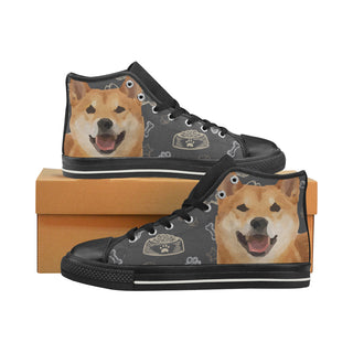 Shiba Inu Dog Black High Top Canvas Shoes for Kid - TeeAmazing