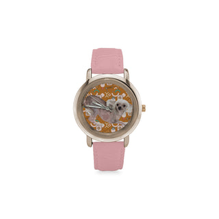 Cute Chinese Crested Women's Rose Gold Leather Strap Watch - TeeAmazing