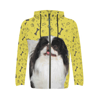 Japanese Chin Dog All Over Print Full Zip Hoodie for Men - TeeAmazing