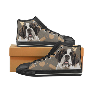St. Bernard Dog Black Men’s Classic High Top Canvas Shoes - TeeAmazing