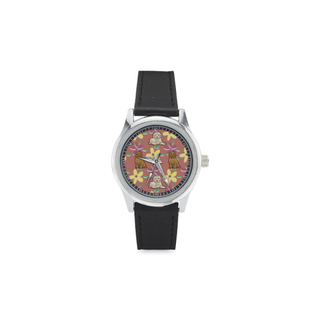 Labradoodle Flower Kid's Stainless Steel Leather Strap Watch - TeeAmazing