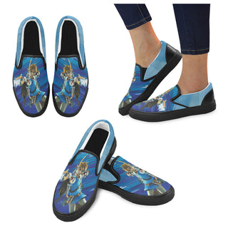 Link with Arrow Black Women's Slip-on Canvas Shoes - TeeAmazing