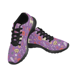 Labrador Retriever Flower Black Women’s Running Shoes (Model 020) - TeeAmazing