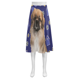 Pekingese Dog Mnemosyne Women's Crepe Skirt (Model D16) - TeeAmazing
