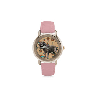 Neapolitan Mastiff Dog Women's Rose Gold Leather Strap Watch - TeeAmazing