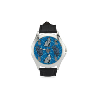 Russian Blue Women's Classic Leather Strap Watch - TeeAmazing