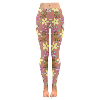 Labradoodle Flower Low Rise Leggings (Invisible Stitch) (Model L05) - TeeAmazing