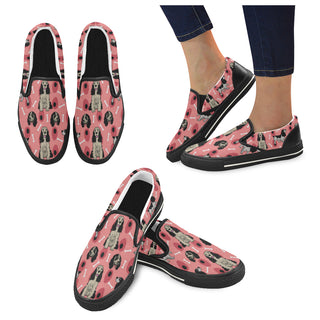 English Springer Spaniels Black Women's Slip-on Canvas Shoes/Large Size (Model 019) - TeeAmazing