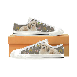 Cavachon Dog White Low Top Canvas Shoes for Kid - TeeAmazing