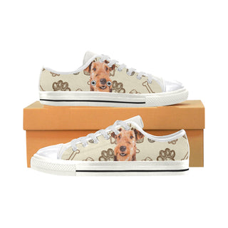 Airedale Terrier White Women's Classic Canvas Shoes - TeeAmazing