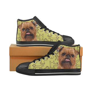Brussels Griffon Black High Top Canvas Women's Shoes/Large Size - TeeAmazing