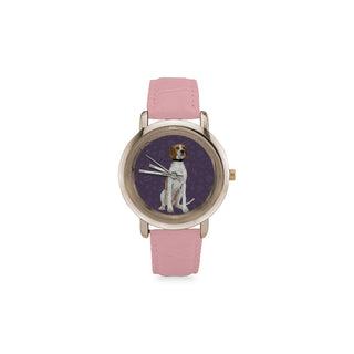 English Pointer Dog Women's Rose Gold Leather Strap Watch - TeeAmazing