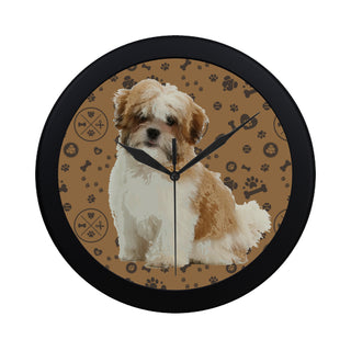 Maltese Shih Tzu Dog Black Circular Plastic Wall clock - TeeAmazing