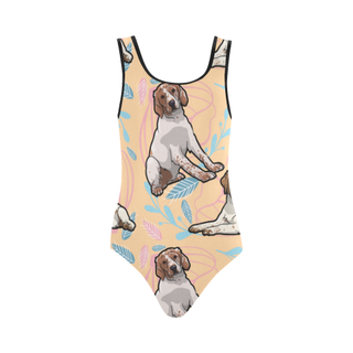 Brittany Spaniel Flower Vest One Piece Swimsuit (Model S04) - TeeAmazing