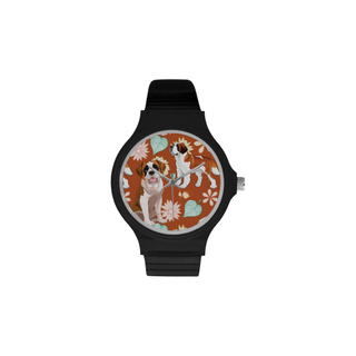 St. Bernard Flower Unisex Round Plastic Watch(Model 302) - TeeAmazing