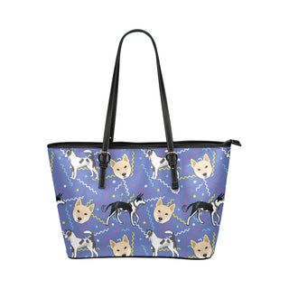 Canaan Dog Leather Tote Bag/Small - TeeAmazing