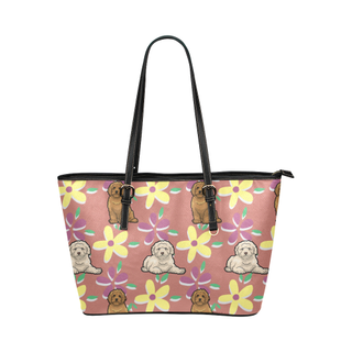 Labradoodle Flower Leather Tote Bag/Small - TeeAmazing