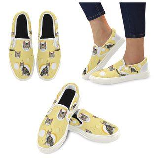 American Wirehair White Women's Slip-on Canvas Shoes - TeeAmazing