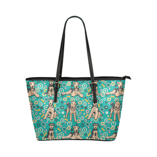 Airedale-Terrier Pattern Leather Tote Bag/Small - TeeAmazing