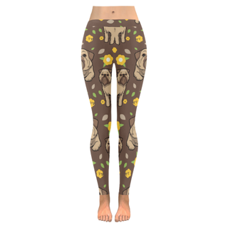 Brussels Griffon Flower Low Rise Leggings (Invisible Stitch) (Model L05) - TeeAmazing