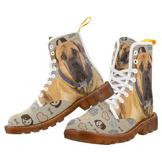 English Mastiff Dog White Boots For Men - TeeAmazing