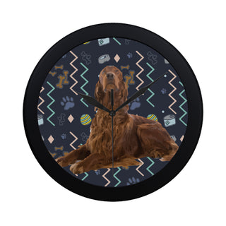 Irish Setter Dog Black Circular Plastic Wall clock - TeeAmazing